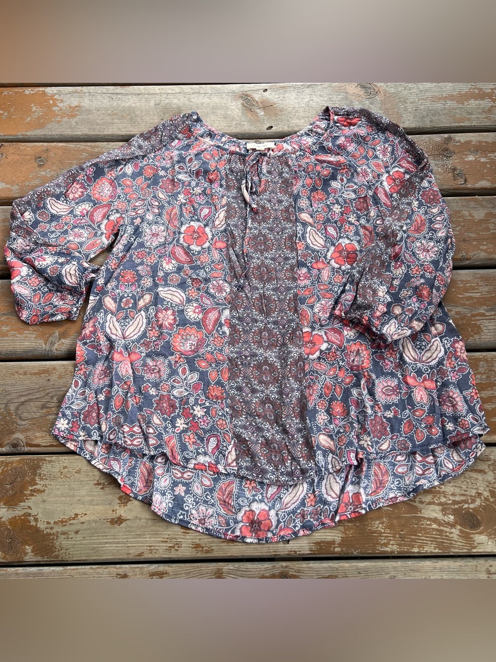 Como Blue Floral Flowy Top - Size XL